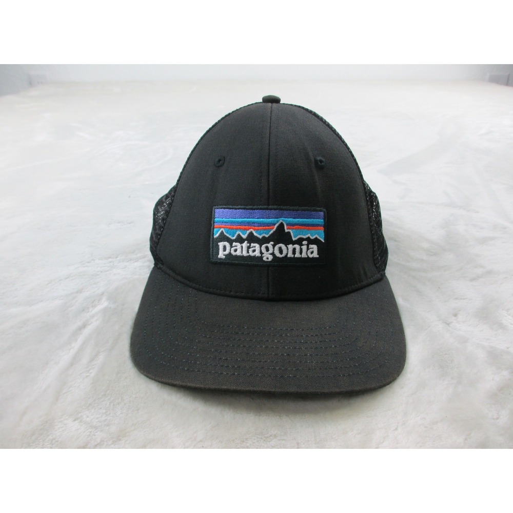 Patagonia Hat Cap Snap Back Mens Black Trucker Mountains Outdoors Mesh Back*